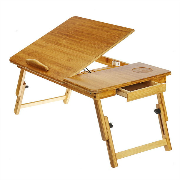 Adjustable Foldable Desk For Kids Laptop Studying Reading Drawing Natural Bamboo